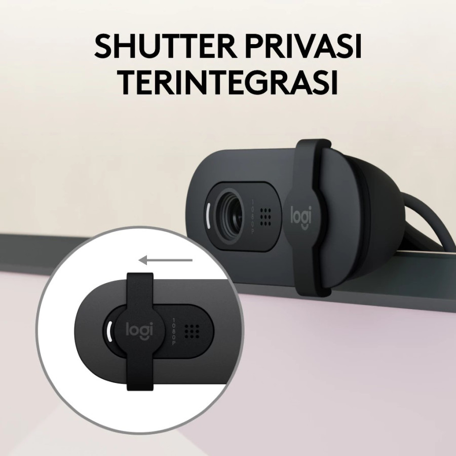 Logitech Brio 100 Webcam Full HD, Built in Mic, Auto-Light Balance, Privacy Shutter - samping