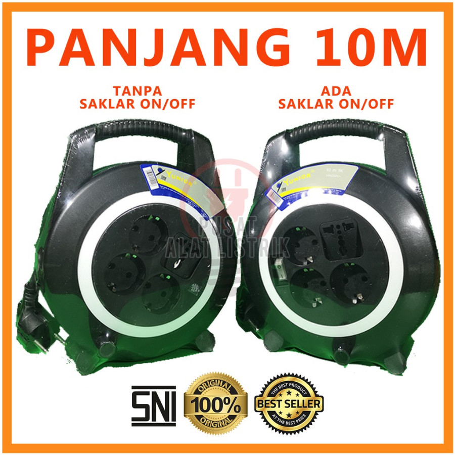 Rol Kabel 10 Meter Colokan Listrik Stop Kontak 10M Merk WELTO FULL - utama