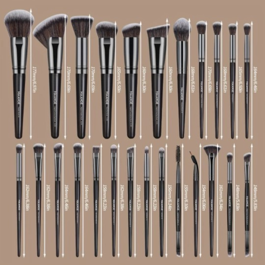 Profesional 25 Buah Set Kuas Rias dengan Kotak Penyimpanan + 4 Tetes Air + 4 Segitiga + 4 Jari Set Lengkap Alat Rias