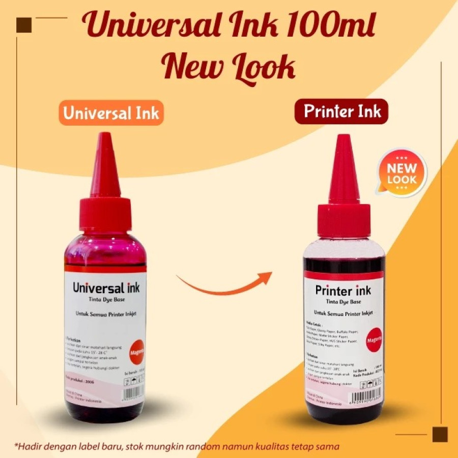 TINTA ISI ULANG  EPSON ISI 100ML PAKET 4 WARNA ( PREMIUM INK ) - samping