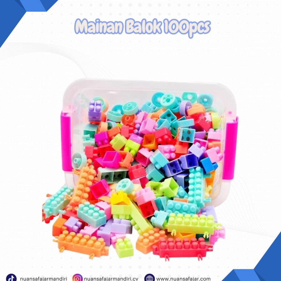 MAINAN ANAK BALOK  ISI 100 PCS PER- PAK
