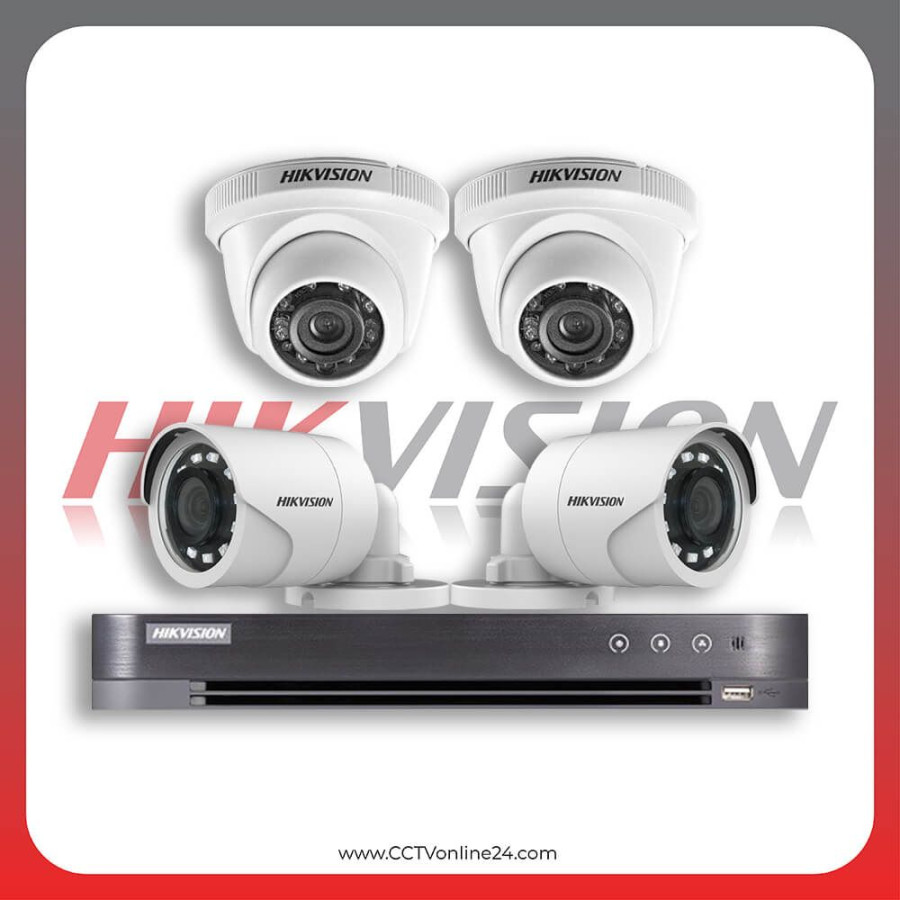 PAKET CCTV 4 CHANNEL HIKVISION 2MP ( 2 Camera Indoor + 2 Camera Outdoor ) - TKDN - utama