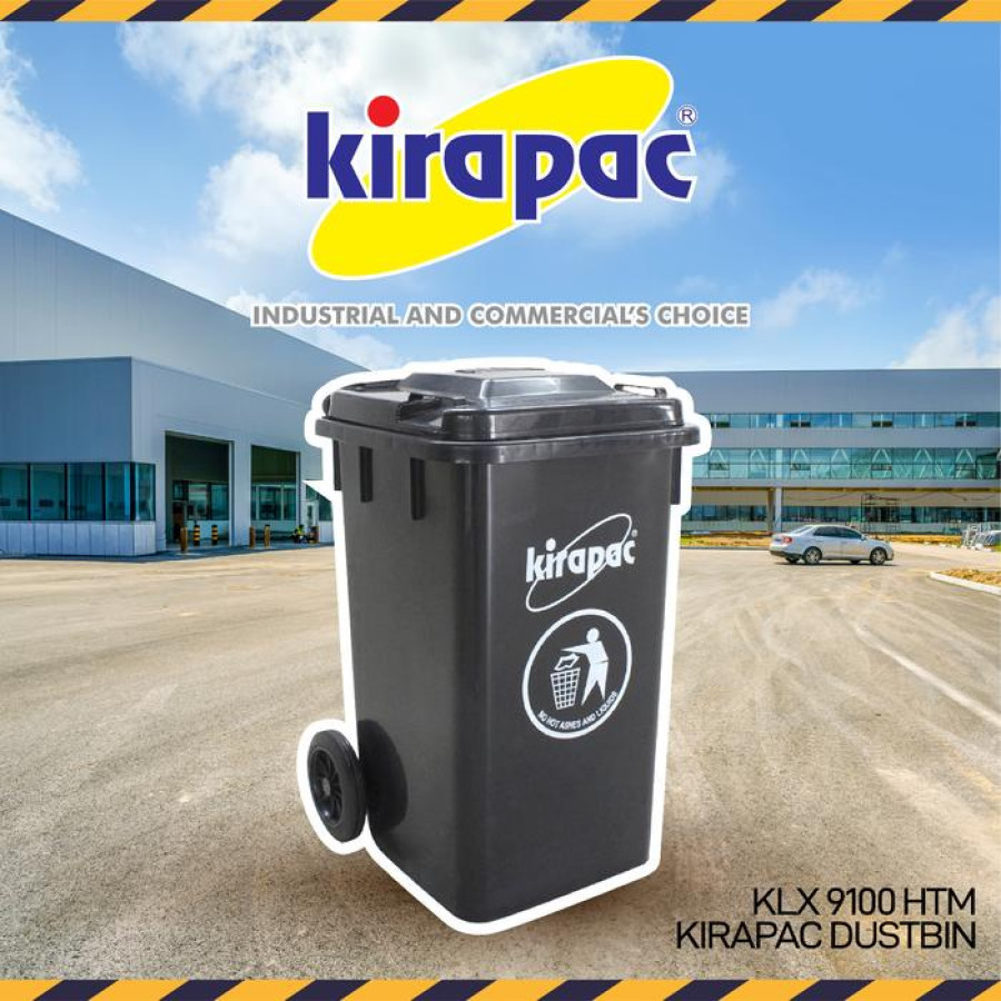 Tempat sampah / dust bin + roda 100 Lt Hitam KIRAPAC KLX9100 - Hitam - utama