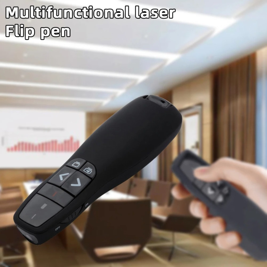 Taffware Remote Laser Presenter Wireless Pointer Merah 2.4 Ghz - K400 - Black