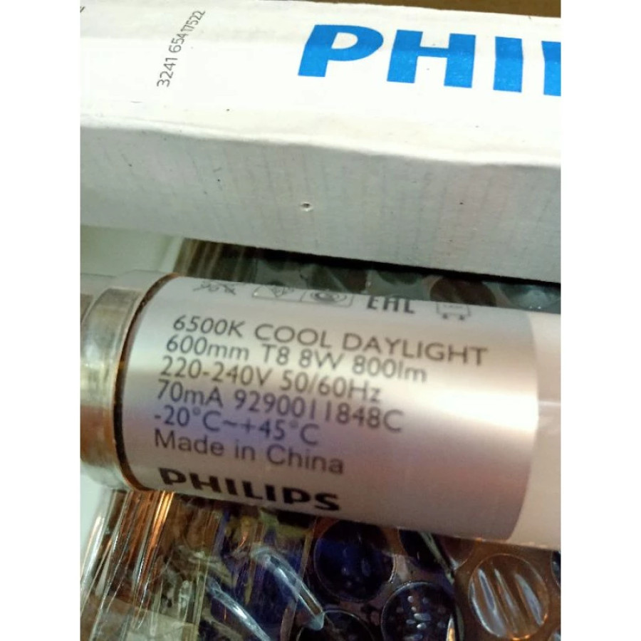 Lampu TL LED 8W 220V PHILIPS T8 800lm - depan