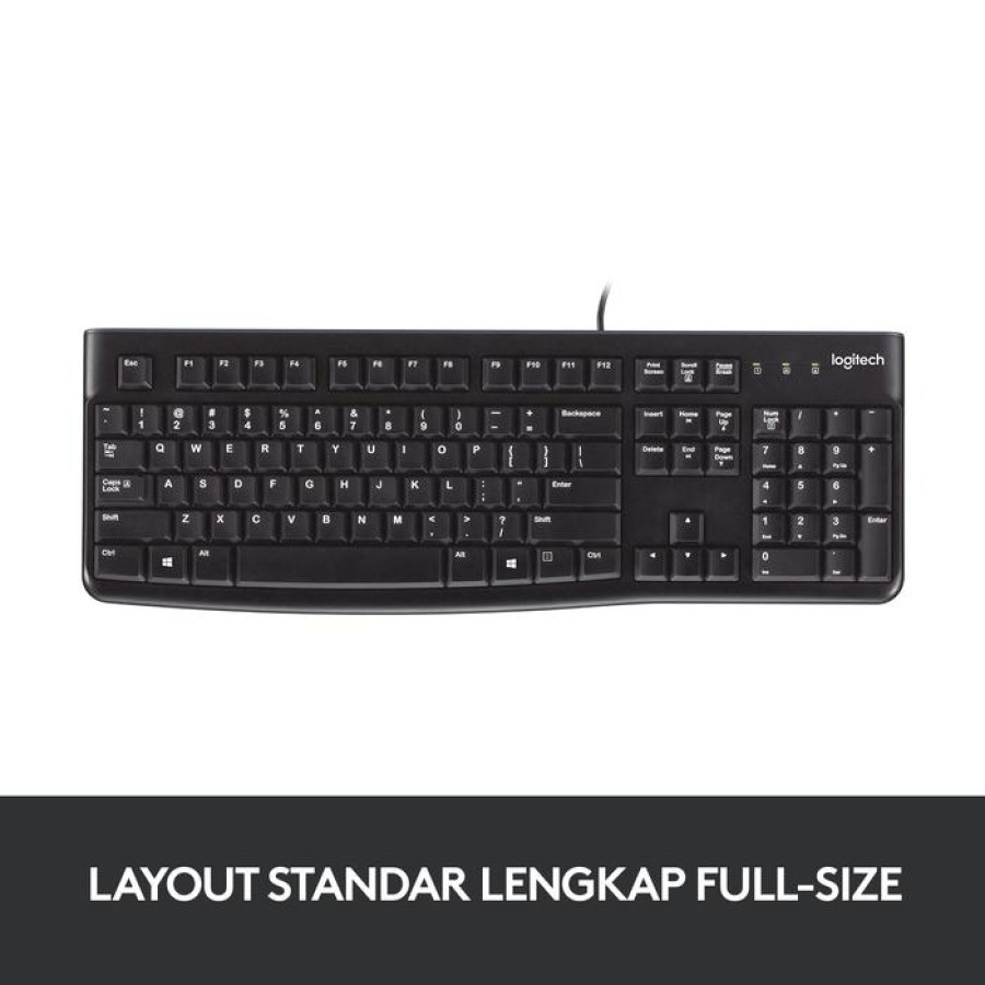 Logitech K120 Corded Keyboard untuk Computer - samping