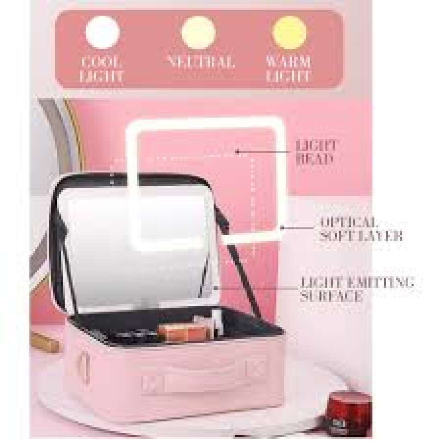 Tas BC Somi R057 Roaming Tas Make Up With Lampu LED - Beauty Case Tas MUA Cosmetic Bag - utama