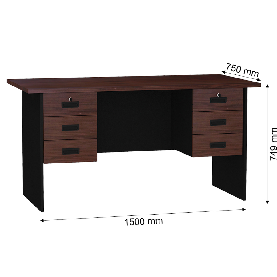 MEJA STAF NEO ALPHA 150X75 6 DRW - samping