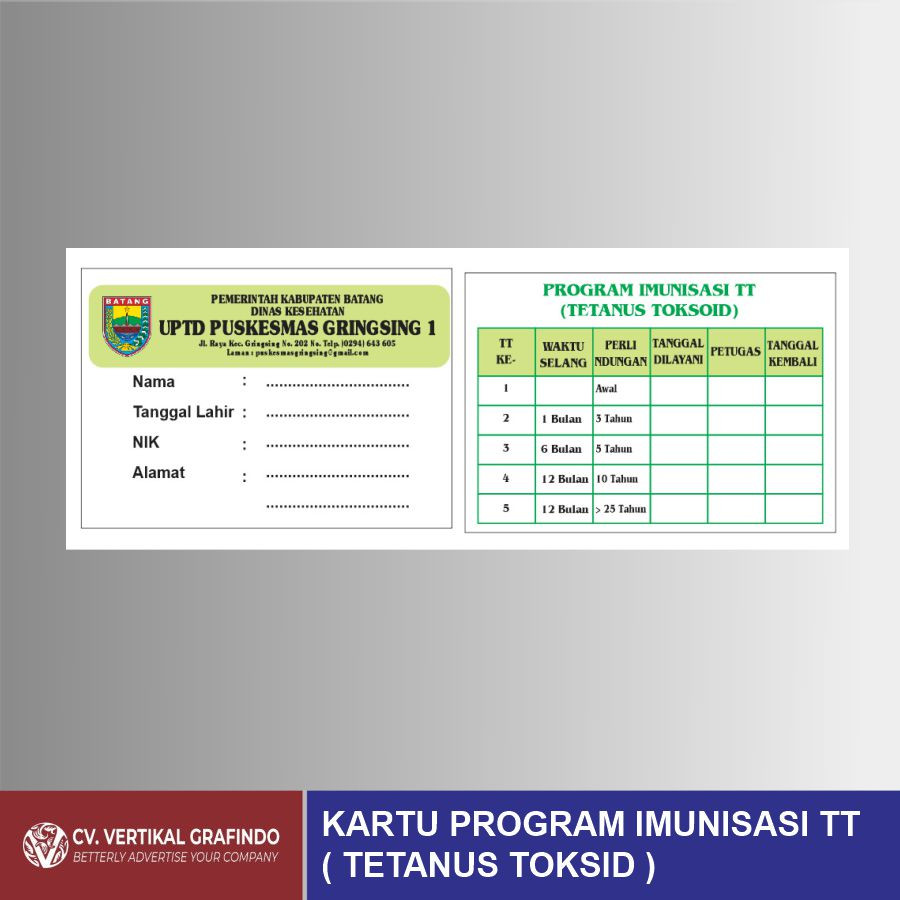 KARTU PROGRAM IMUNISASI TT ( TETANUS TOKSID )