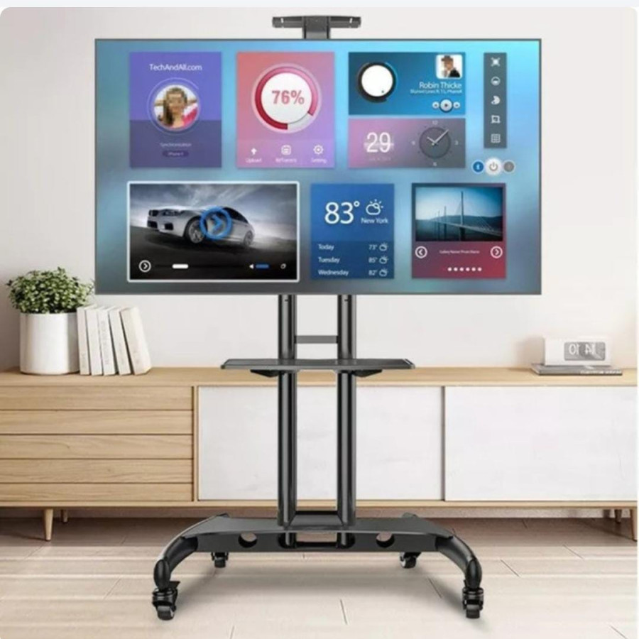 Paket Smart TV Changong 55 Inc&Bracket standing Gratis Wireles HDMI Dongle - depan