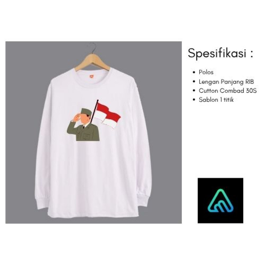 Kaos Lengan Panjang RIB Sablon Custom 1 titik Bahan Cutton Combad 30S - utama