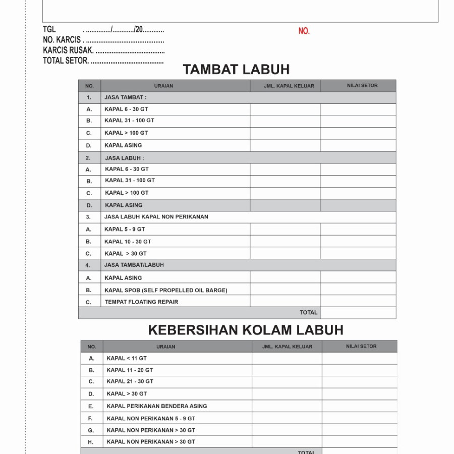 Cetak Form Rekap Custom - Ukuran F4 2 PLY 100 Lembar