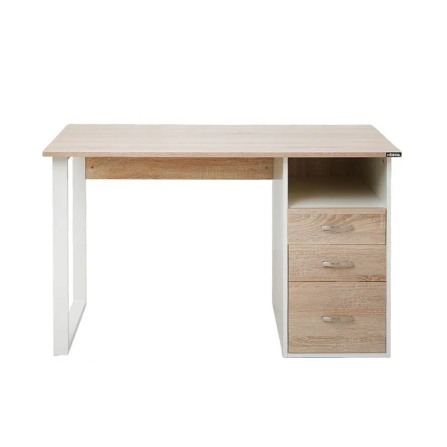 HALLEY OFFICE TABLE 3 DRAWER OAK - depan