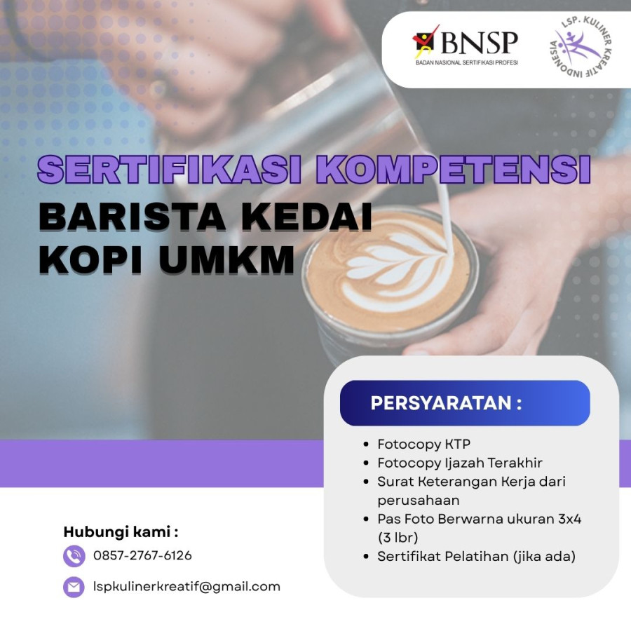SERTIFIKASI KOMPETENSI BARISTA KEDAI KOPI UMKM
