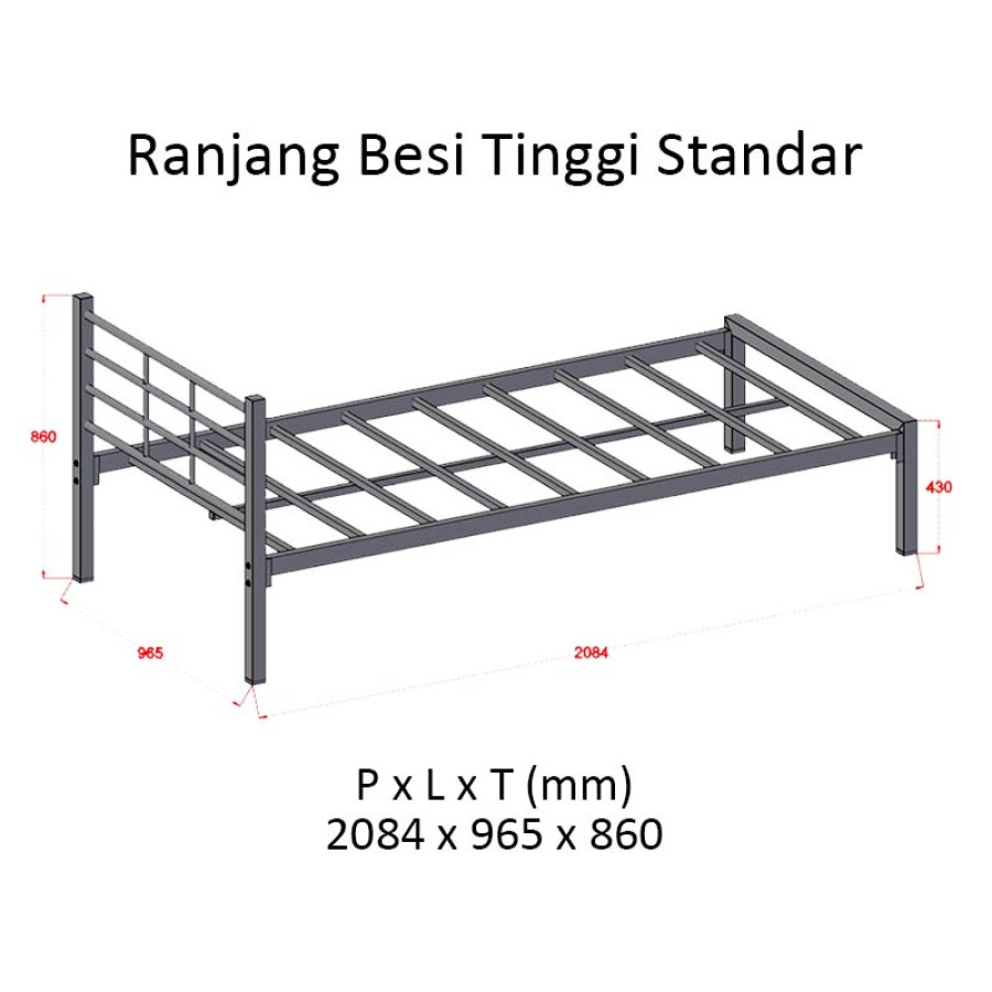 Ranjang Besi FRONTLINE (Tinggi Standar)