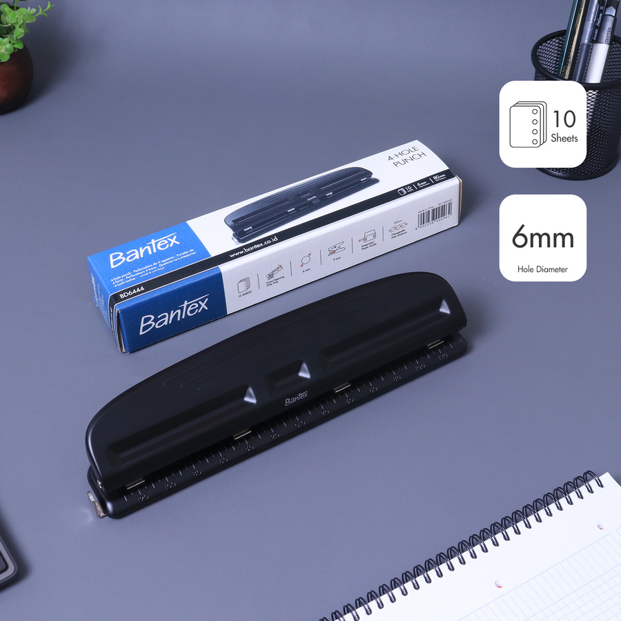 Pembolong kertas (Pervorator) Bantex 4 Hole Punch / Hole diameter Diameter : 6 mm - utama