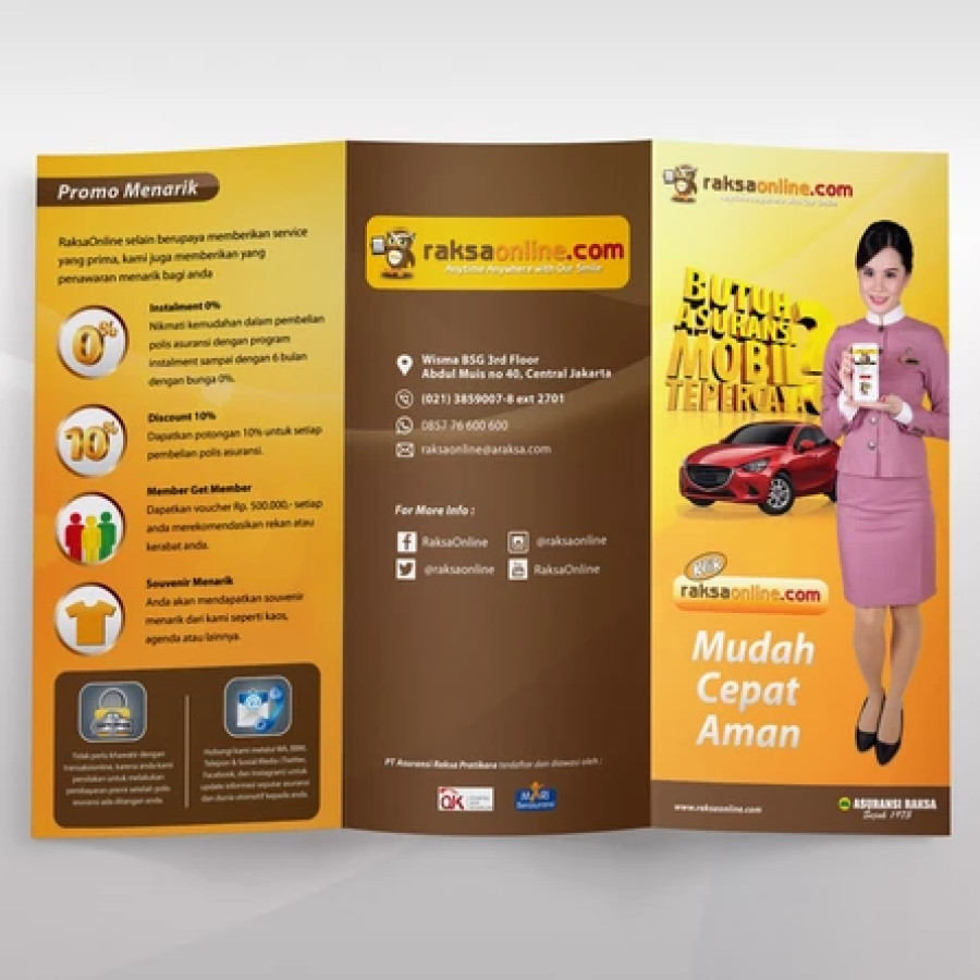 CETAK LEAFLET CUSTOM DESAIN / BROSUR 3 LIPAT A4  Bahan Art Paper 150gr - utama