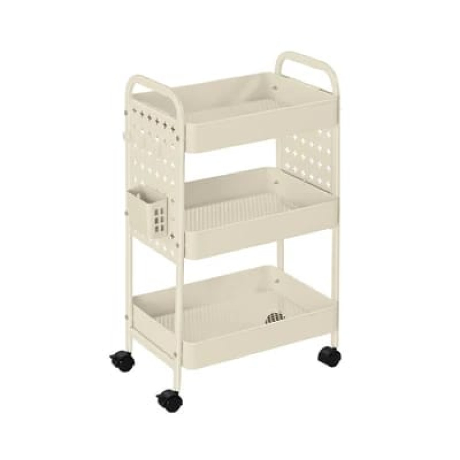 Rak Troli 3 Tingkat Dengan Pegboard - Putih - utama
