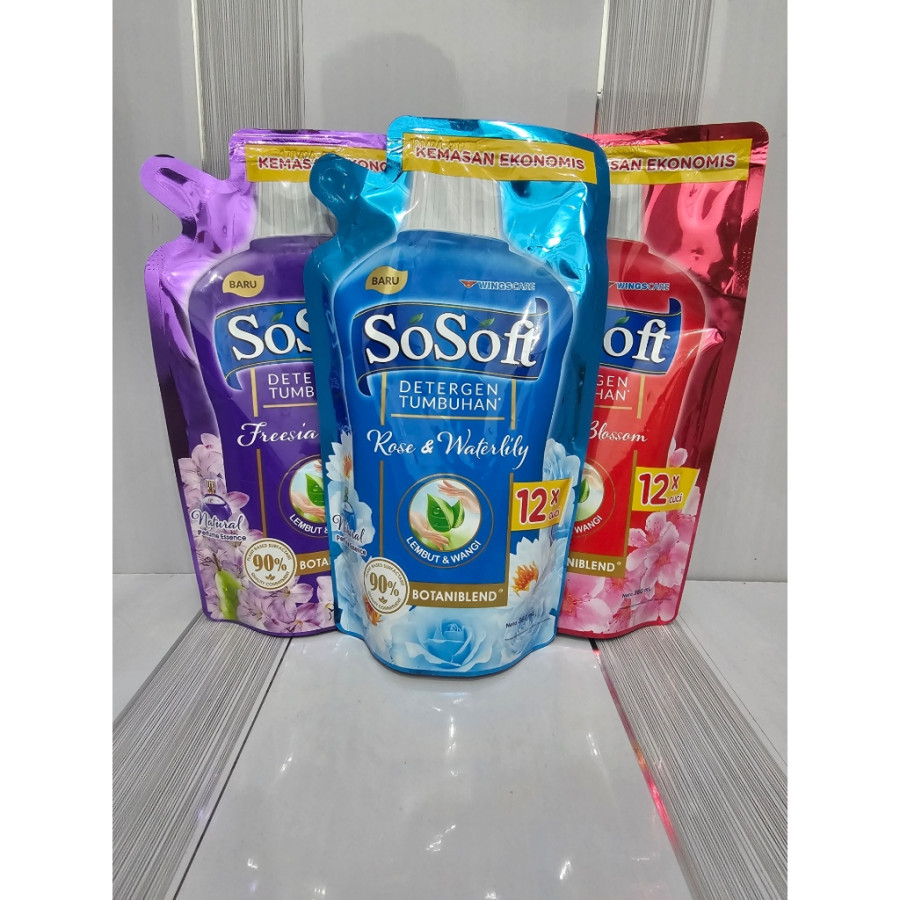 SoSoft Liquid Detergent Pouch Ukuran 360 ML - All Varian - depan