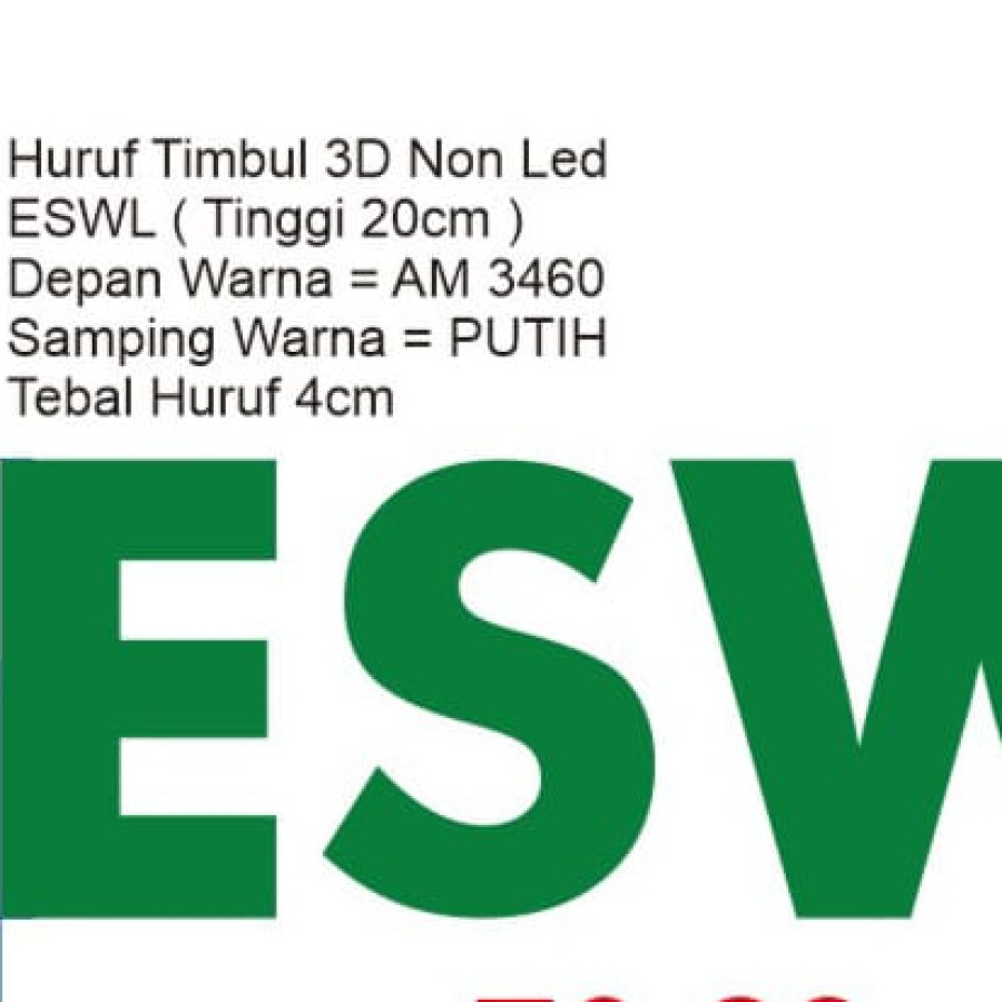 Huruf Timbul 3D Non LED ESWL