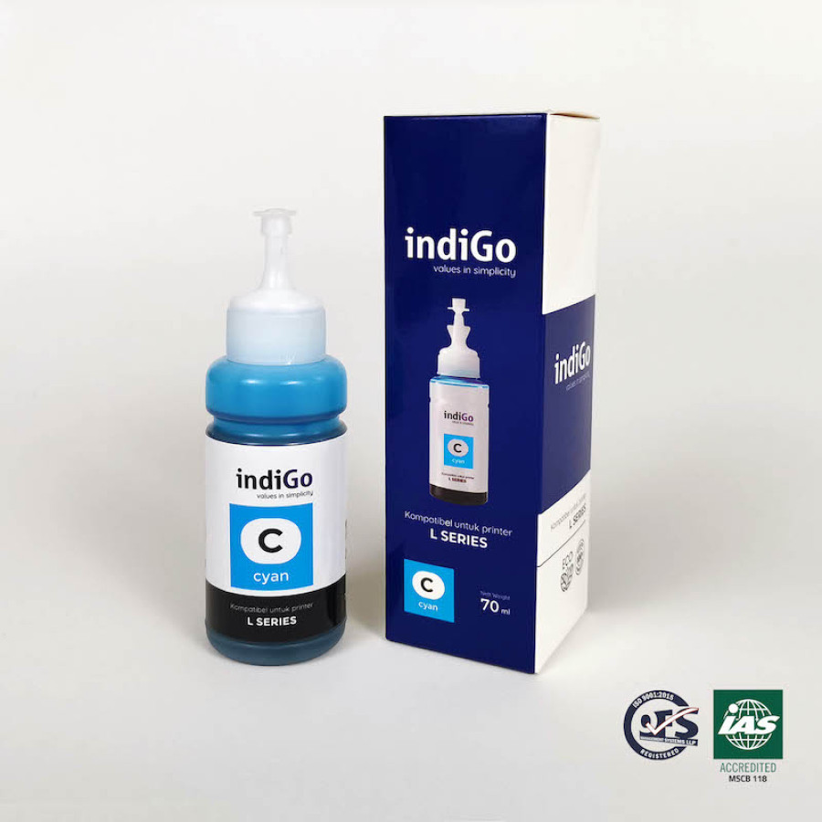 Tinta Compatible indiGo L Series Cyan setara EPSON L664 L673 Cyan