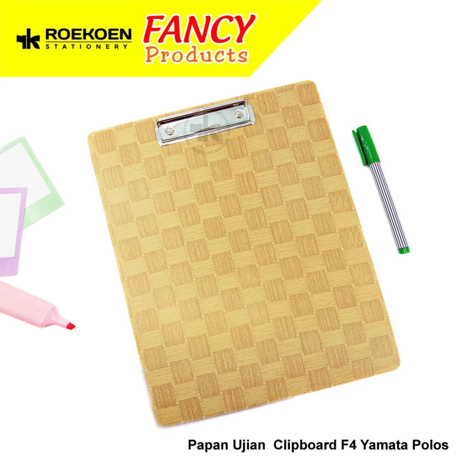 Papan Ujian Yamata Clip Board Kayu F4 Art 602 Galvanized Steel Clip