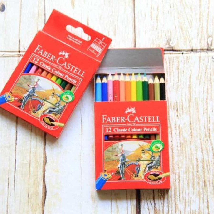 Pensil Warna 12 Warna Panjang FABER CASTELL KECIL