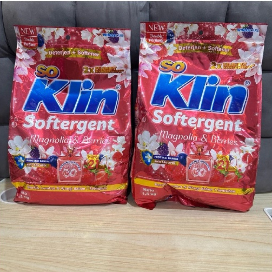 Sabun Deterjen So Klin Softergent Detegen Bubuk 1,5 Kg 1500 gr SoKlin Jumbo - depan