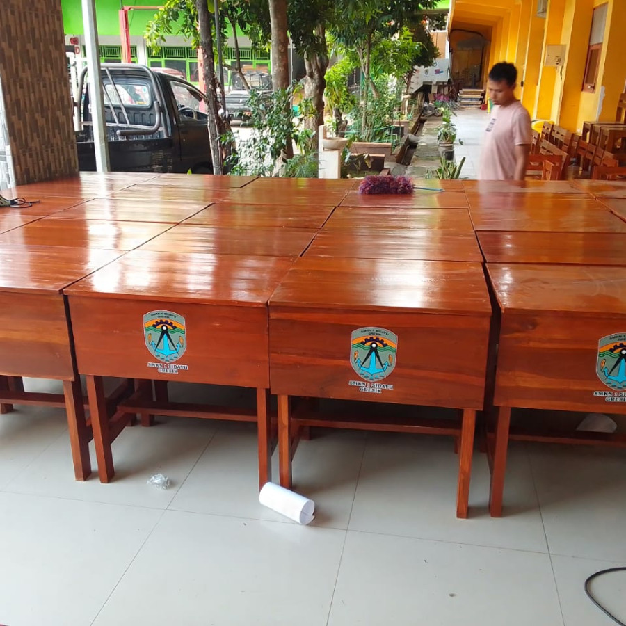 Paket meja kursi siswa kayu jati DF-0010 qty 13 Set