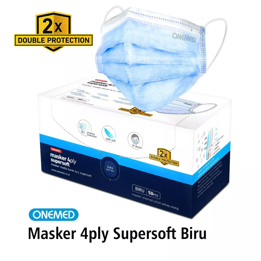 Masker Karet 4ply Super Soft Onemed Box Isi 50 Pcs