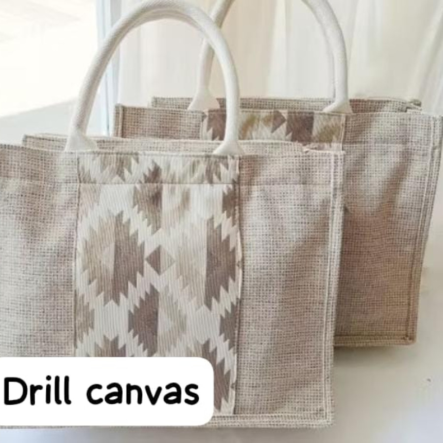 Tote Bag Drill Kanvas Kombinasi