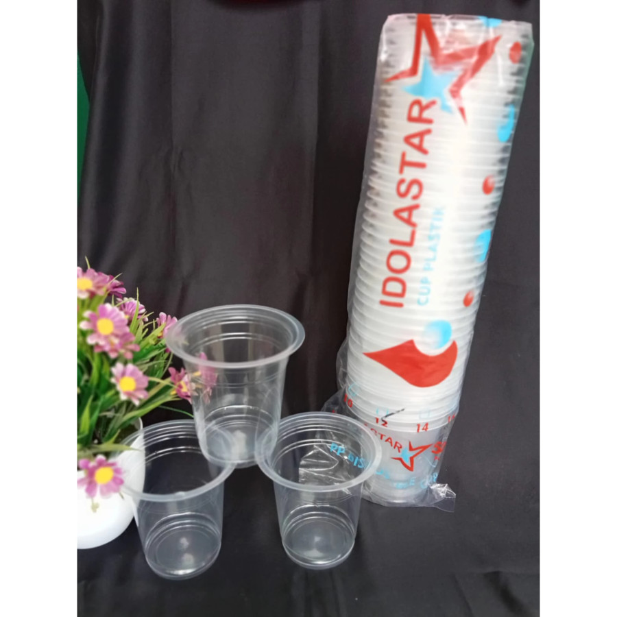 Gelas Plastik Bening 12 oz - depan