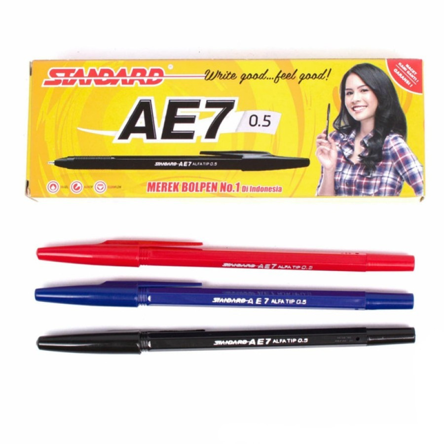 BOLPOIN STANDARD AE7 WARNA MERAH/BIRU