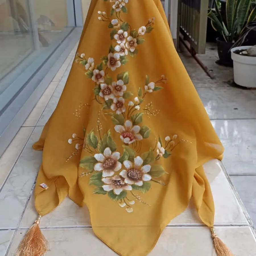 Jilbab lukis handmade - samping