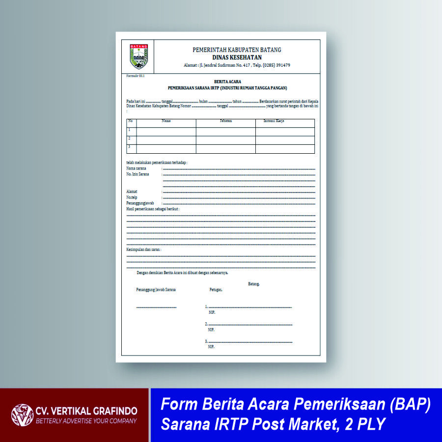 Form Berita Acara Pemeriksaan (BAP) Apotek
