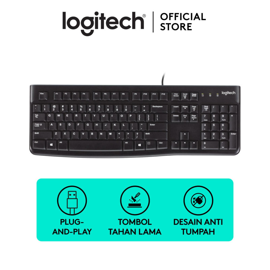 Logitech K120 Corded Keyboard untuk Computer - utama