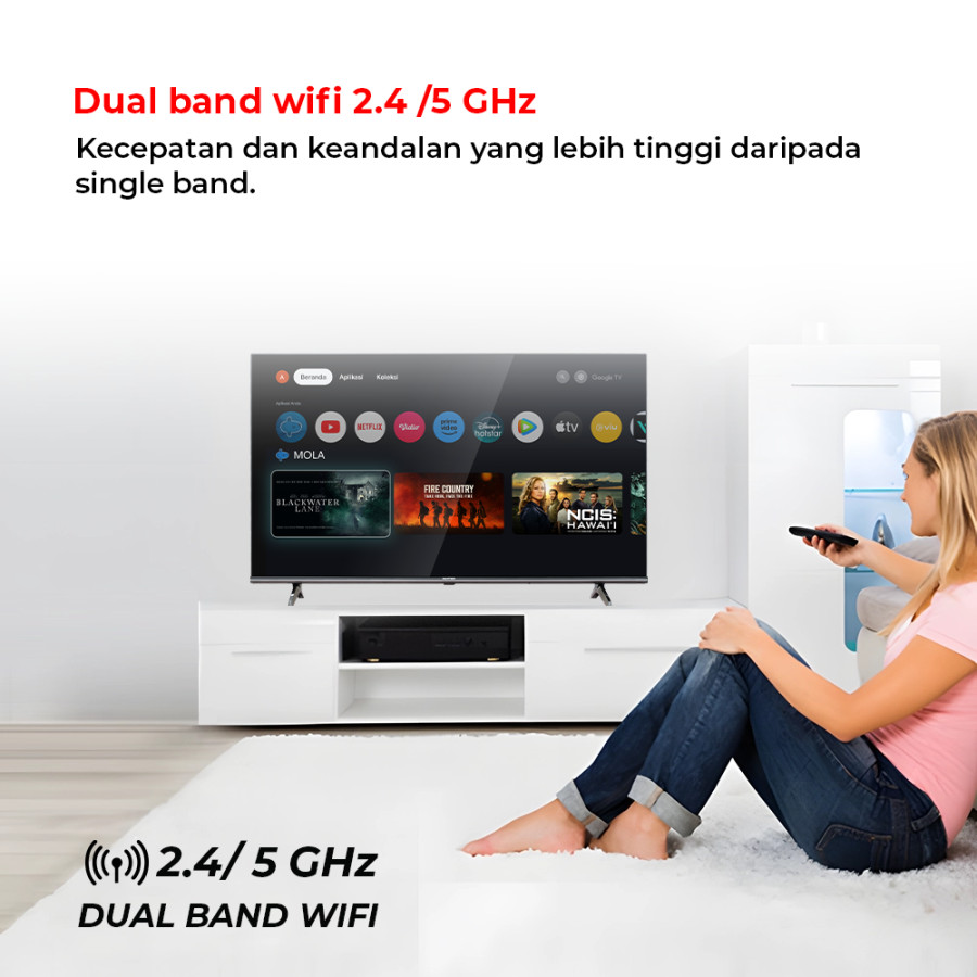 POLYTRON 4K UHD Smart Google TV 43 Inch - samping