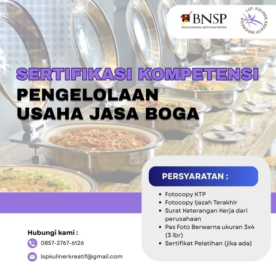 SERTIFIKASI KOMPETENSI PENGELOLAAN USAHA JASA BOGA
