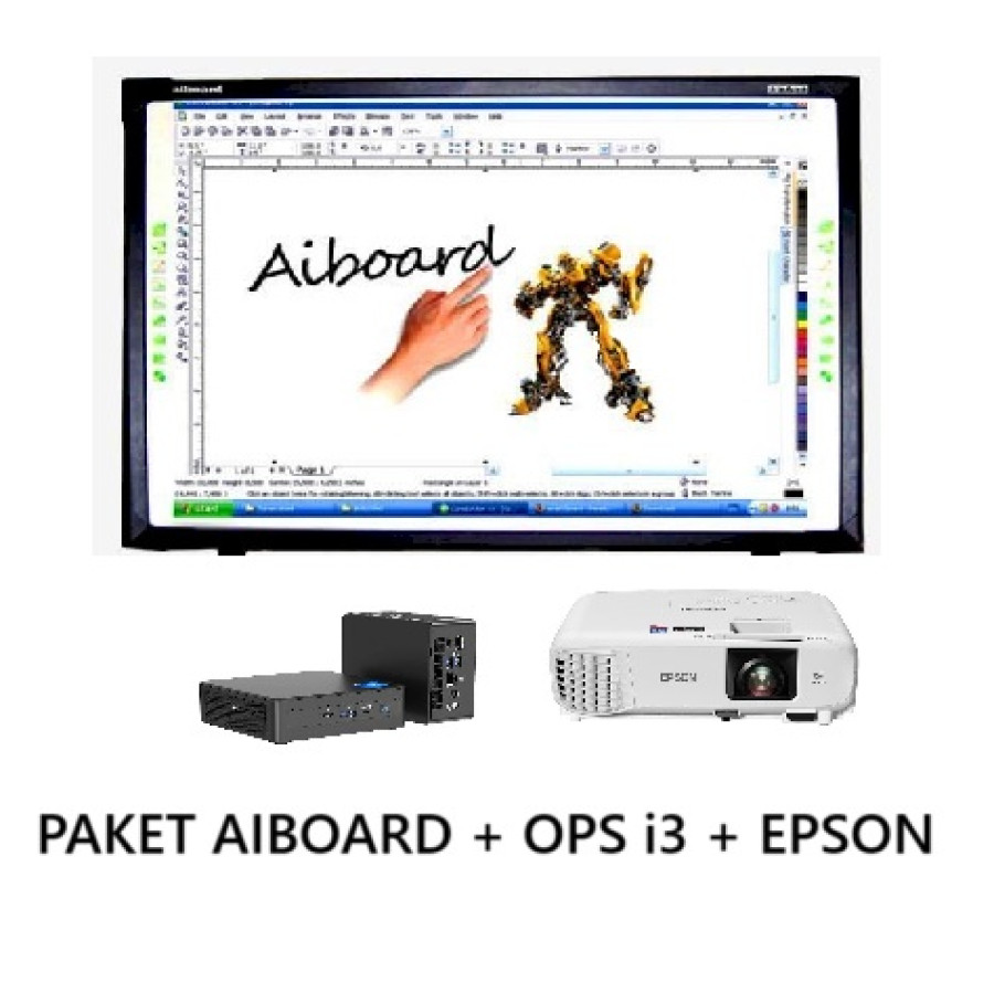 PAKET AIBOARD INTERAKTIF PRIMATECH 85 INCH + OPS i3 + EPSON EB-X600