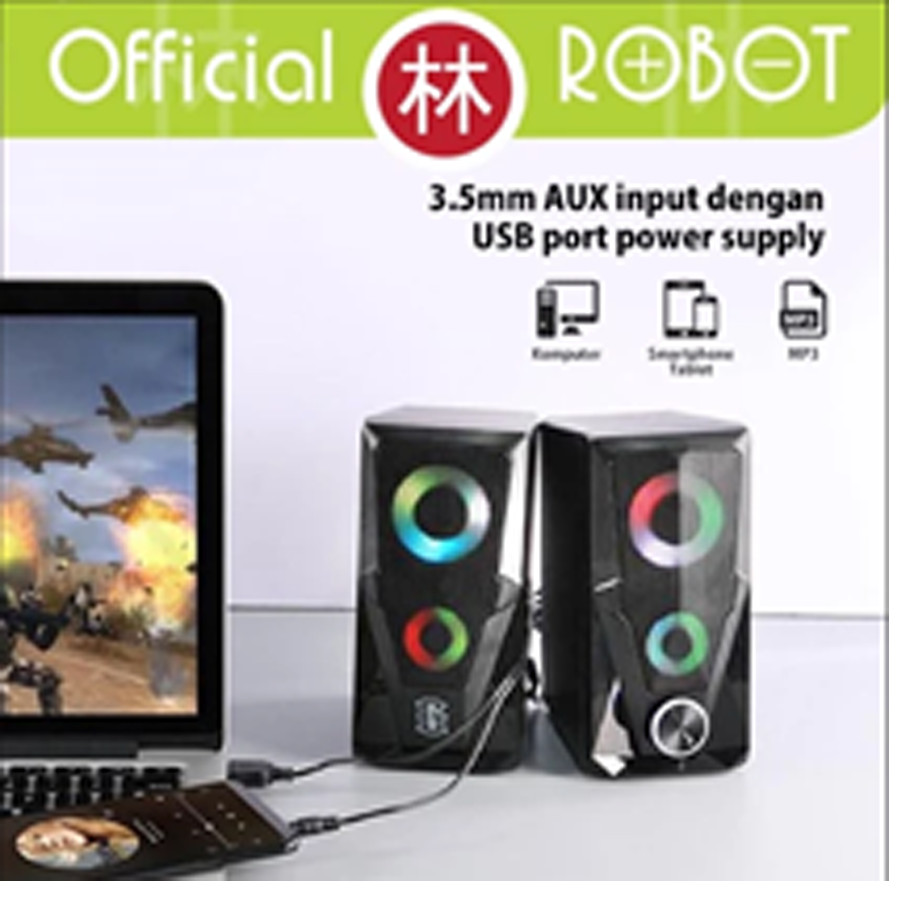 Robot RS200 Gamen E-Sports Gaming Speaker 3.5mm AUX With 2 Channel Stereo - depan