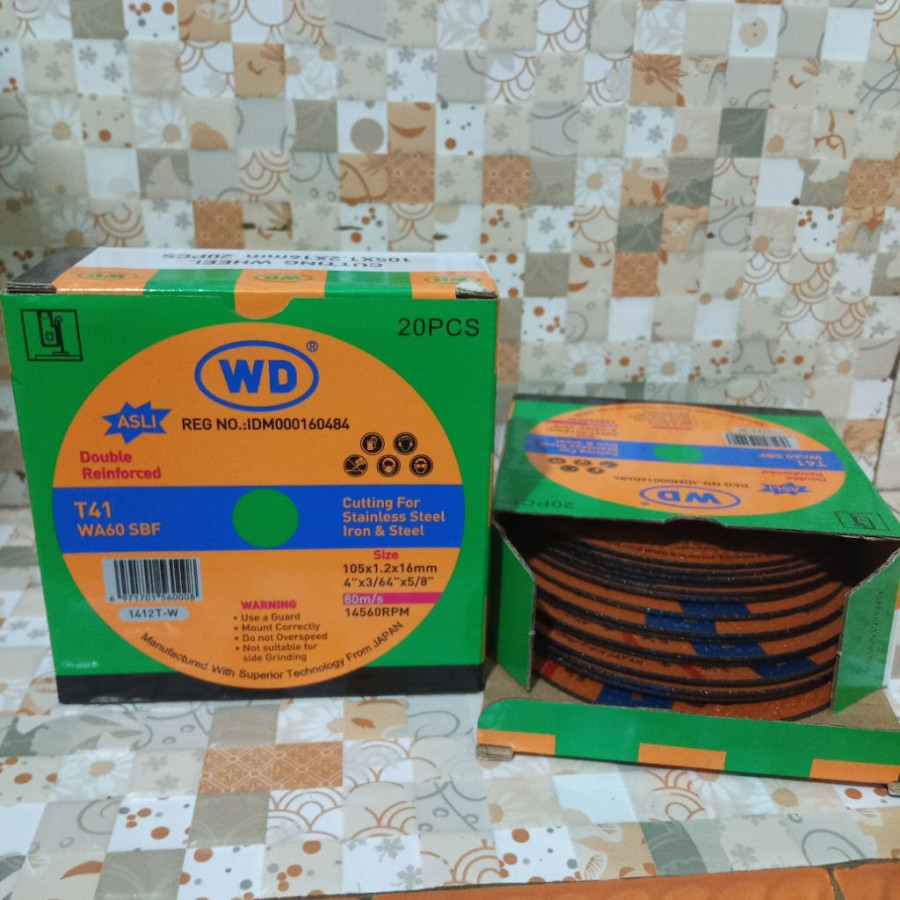 Batu Gerinda Potong WD 4" inch 1 Kotak 20 pcs - depan
