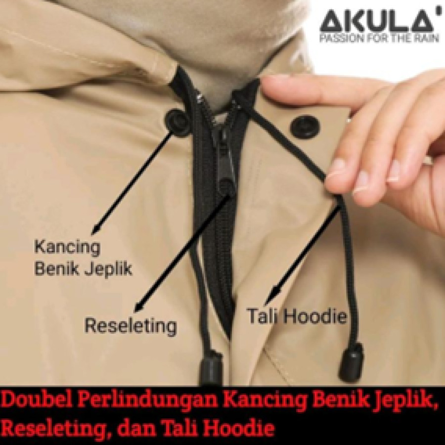 Jas Hujan Anti Rembes AKULA PVC untuk Pria dan Wanita - depan