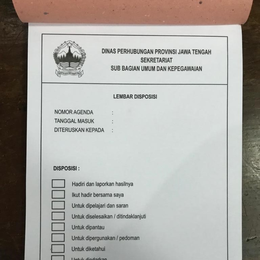 Lembar Disposisi - depan