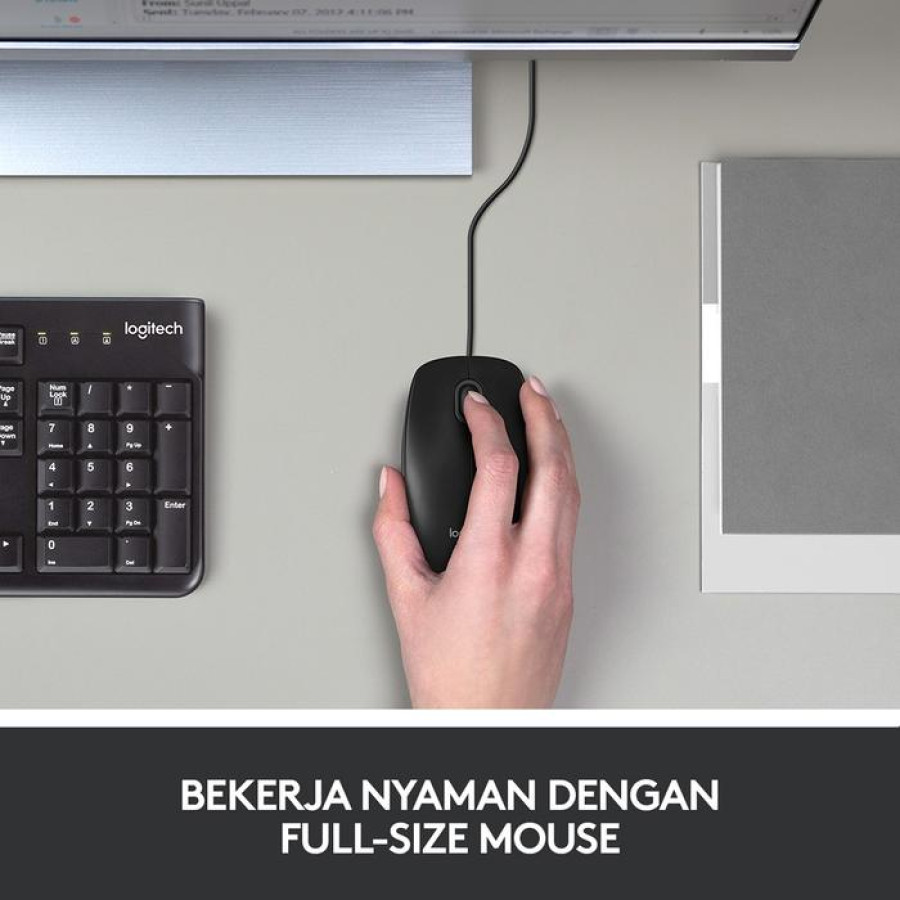 Logitech B100 Mouse Kabel USB Optical untuk Computer/ Komputer - depan