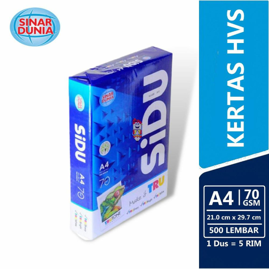 KERTAS HVS A4 (70 gram) Warna Putih Merk Sidu - utama