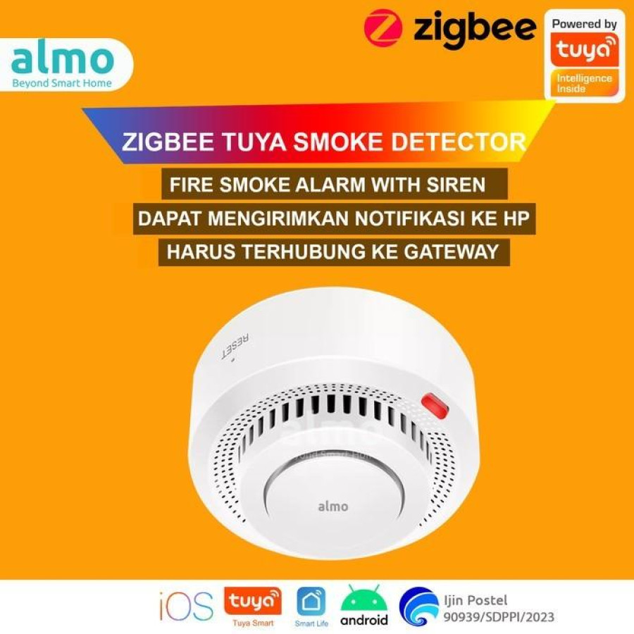 SMOKE DETECTOR PORTABLE ALMO WIFI (TERMASUK PEMASANGAN) - samping