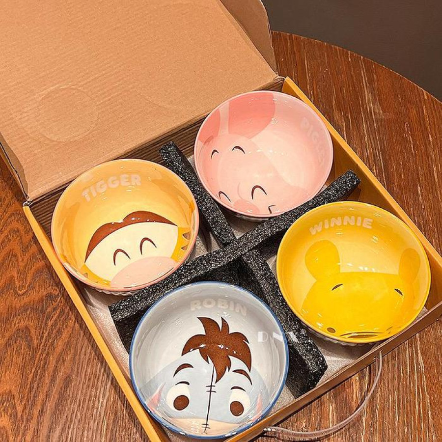 Mangkok Cartoon Character Ceramic Tableware Bowl isi 4