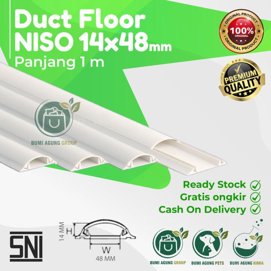 Duckting Kabel Dak TC NISSO + DoubleTape Oval Curva Untuk Lantai - 14x48