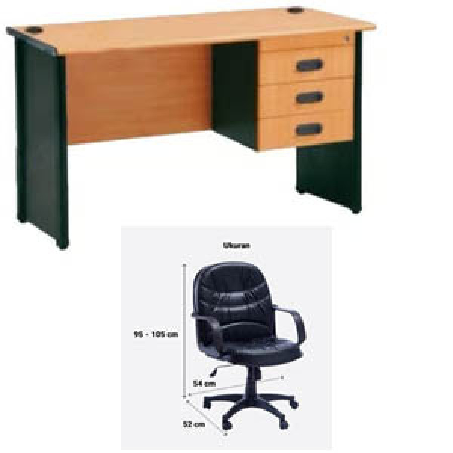 Set Meja 1/2 Biro Indachi One Series type DD 125 & Kursi Brother BR - 206 AH