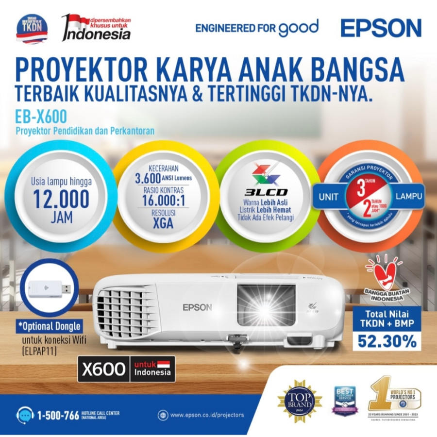 Proyektor Epson EB-X600 - depan